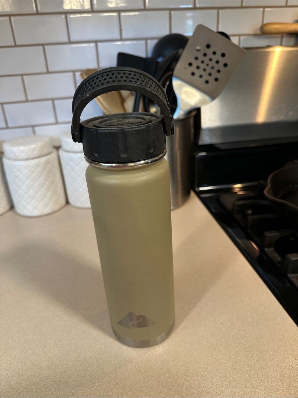 Ozark Trail Olive Green Water Bottle with Black Carry Handle